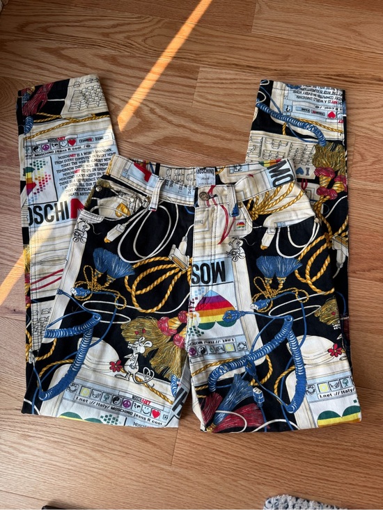Moschino Pants - Vintage Moschino Jeans Size 28 Internet Computer Novelty Print Made in Italy